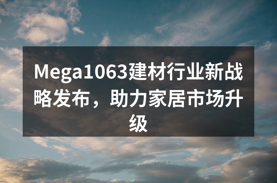 Mega1063建材行业新战略发布，助力家居市场升级